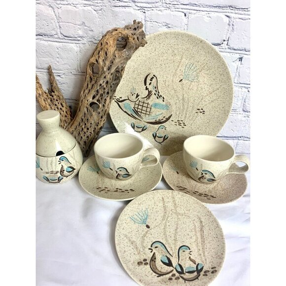 Red Wing Pottery Bob White Quail Lot 8 Piece Vintage - Picture 8 of 9